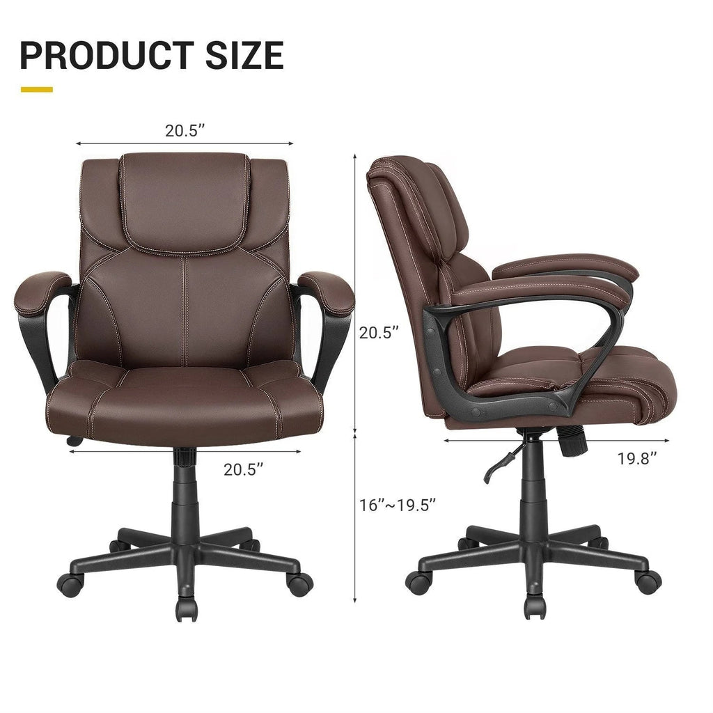 Mid-Back Ergonomic Swivel Office Chair - Black