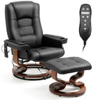 AVAWING Faux Leather Swivel Massage Recliner Chair With Ottoman - Black