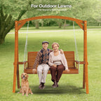 VINGLI Patio Porch Swing Bench With Cup Holders And Phone Slots, 5 FT Pro Brown, 880 LBS