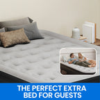 Dextrus Inflatable Queen Air Mattress With Built-In Pump, Steel Frame, Velvet Surface, Khaki