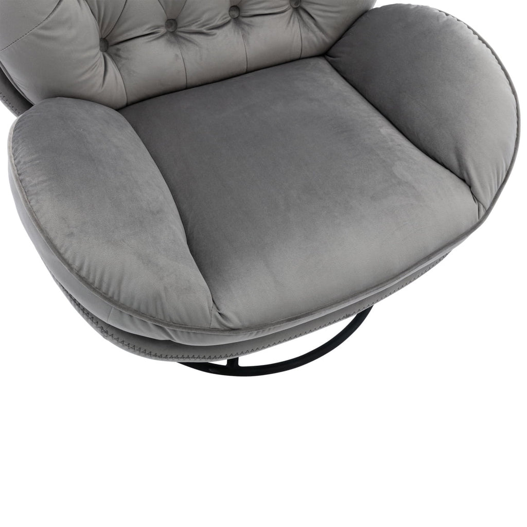 Velvet Swivel Accent Chair With Ottoman Set, Pink, 31.73 x 33.5 x 33.78 Inches