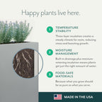 PolyStone Tall Indoor/Outdoor Column Planter, 18 in L x 23 in W x 30 in H, Black - Cozumel