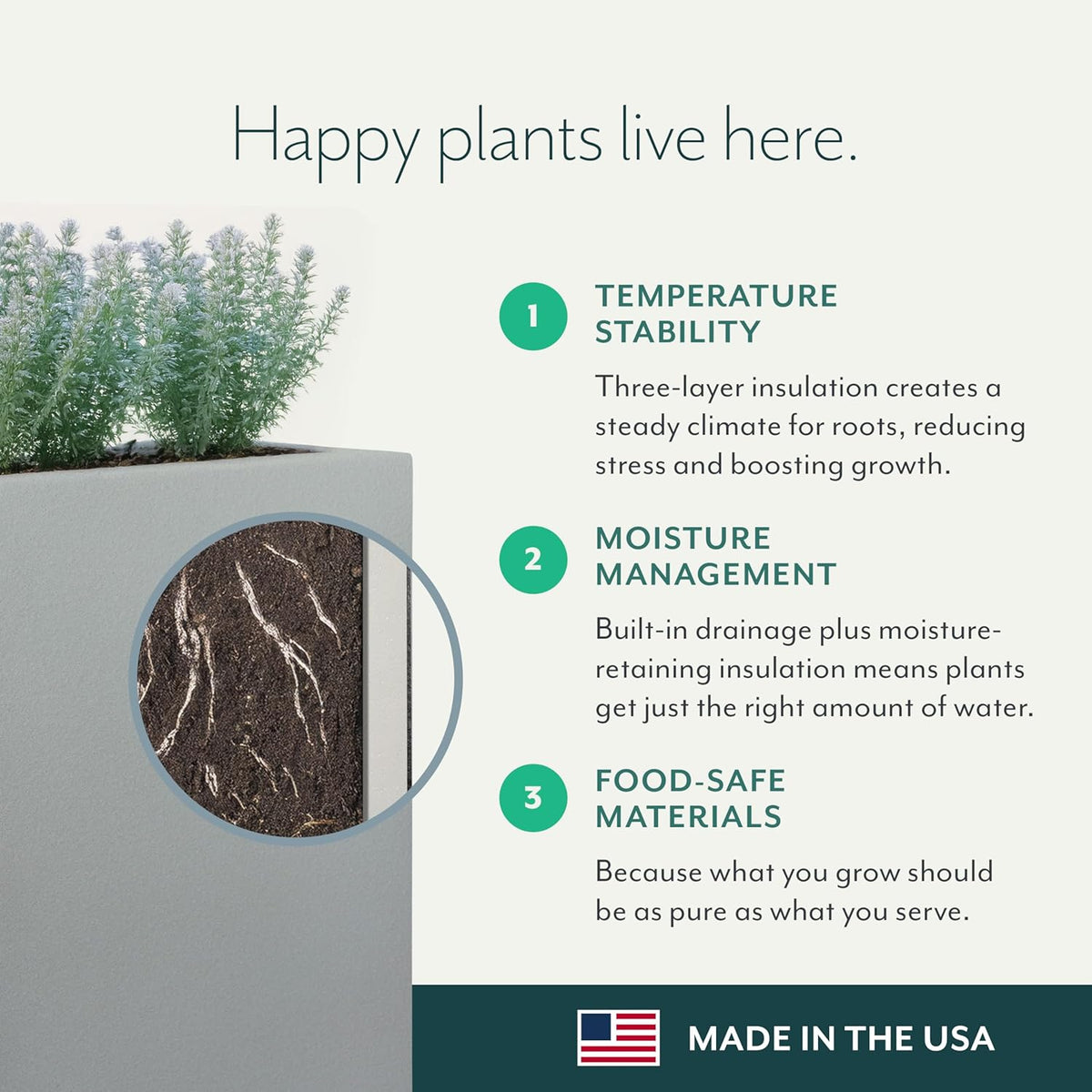 PolyStone Tall Indoor/Outdoor Column Planter, 18 in L x 23 in W x 30 in H, Black - Cozumel