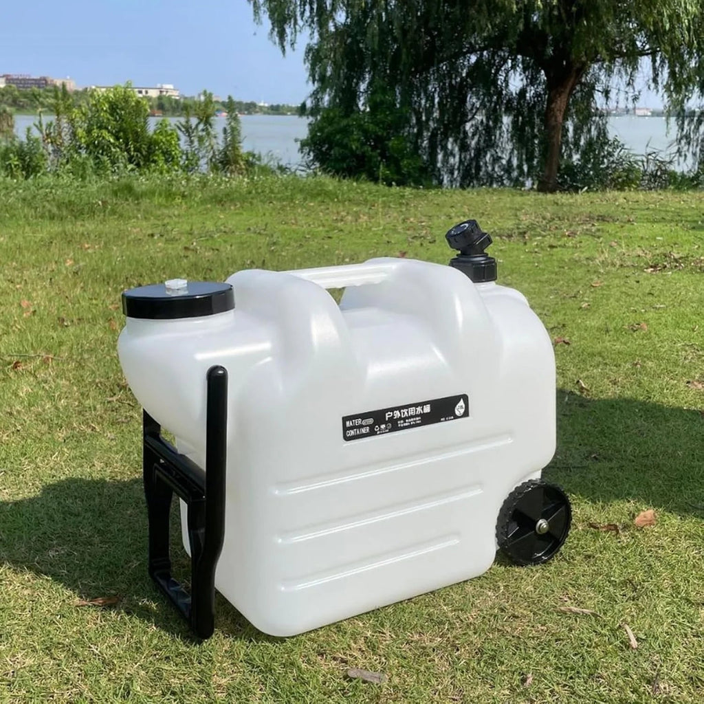 Wheeled Water Storage Container With Handle And Faucet, 28L PE, 49cmx27cmx39.9cm