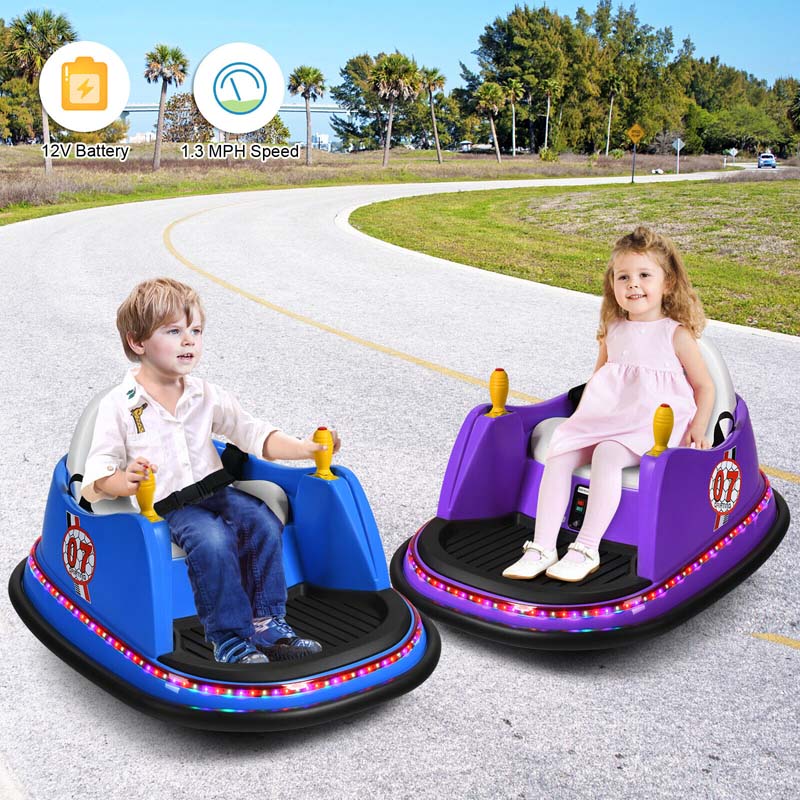 12V Toddler Battery Powered Bumper Car With Dual Joysticks And 360 Degree Spin