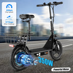 SANOPY Electric Scooter With Seat for Adults, 350W, 15 Miles, 20 Mph, 36V 5.2Ah, 14 inch Tire - Black