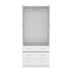 Devali Blue Double-Door Armoire With 3 Drawers And 1 Hanging Rod
