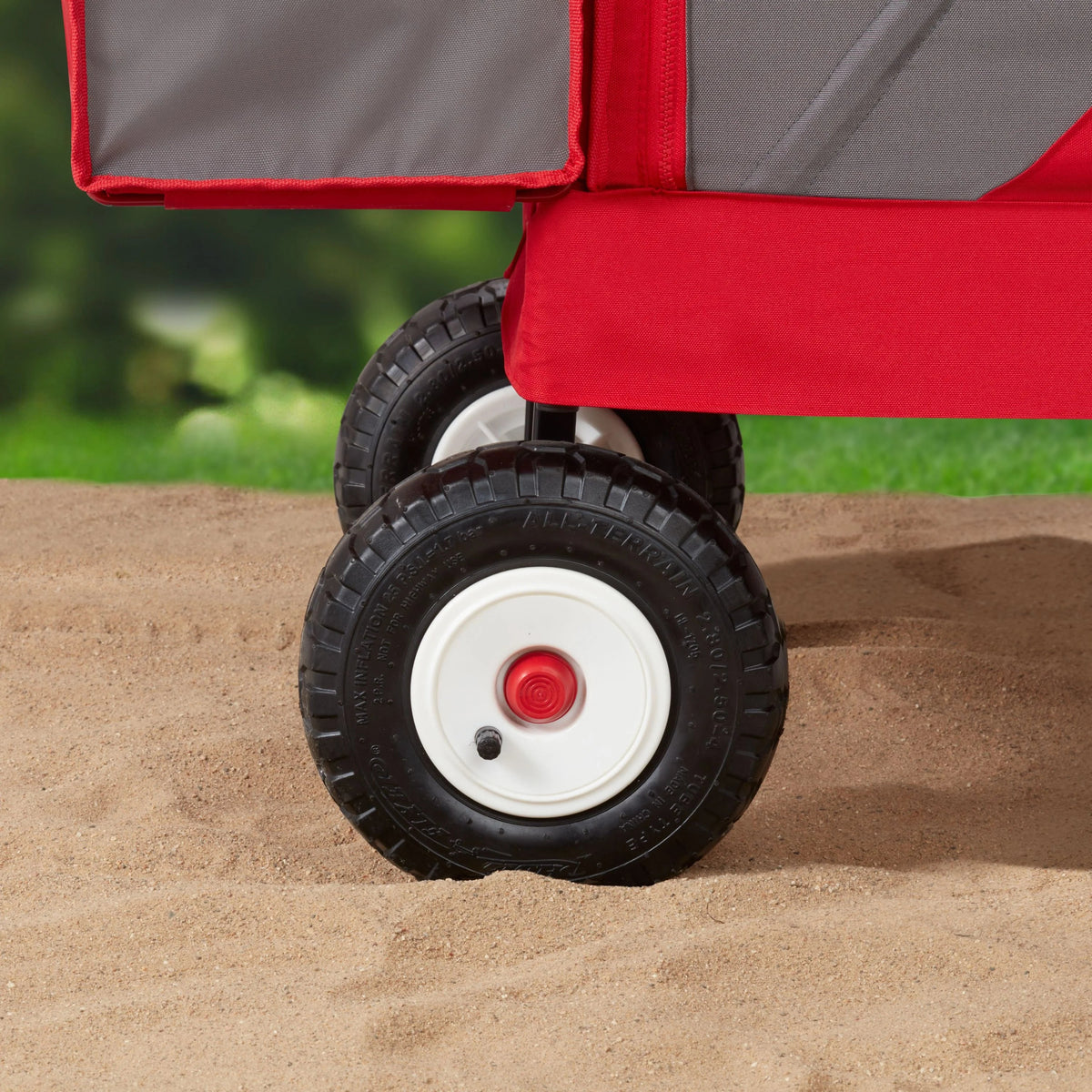 Radio Flyer 3-in-1 All-Terrain EZ Fold Wagon With Canopy, Red And Gray, Air Tires