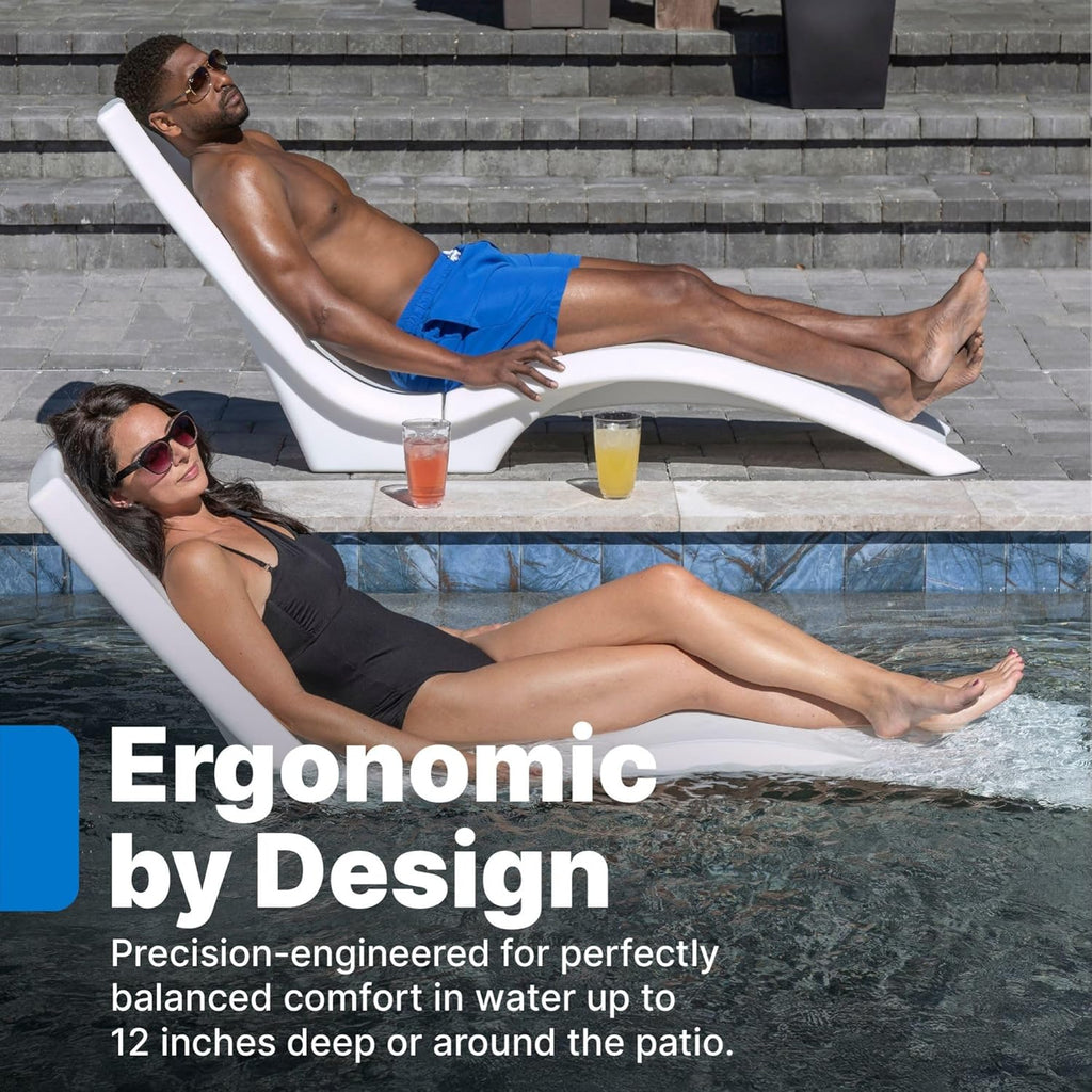 Step2 Vero Pool Lounger for Up to 12-Inch-Deep Sun Shelves, White, 29.25 x 23.5 x 68.25 in