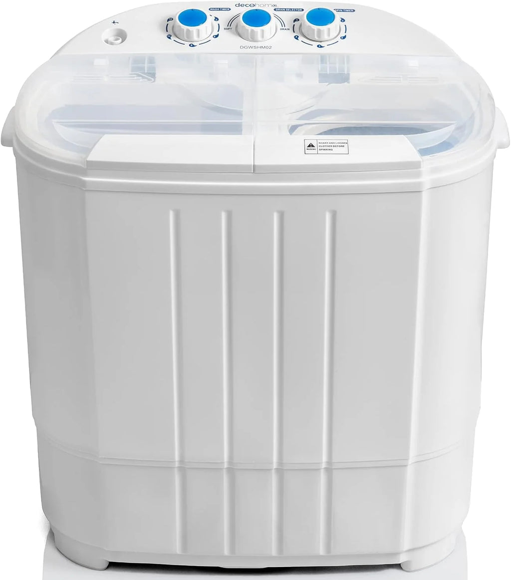 Deco Home Portable Twin Tub Washing Machine With Gravity Drainage System