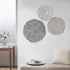 Textured Feather 3-Piece Metal Disc Wall Decor Set - 20in, 17.25in, 14.25in