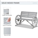 Outsunny Wooden Wagon Wheel Bench, 2-Person, Fir Wood, Carbonized, 41.5in L x 23.25in W x 29.5in H - 84B-183