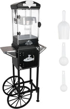 RENDGO Popcorn Maker Machine With Cart, 10 Oz Kettle, 60 Cups, Black