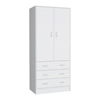 Devali Blue Double-Door Armoire With 3 Drawers And 1 Hanging Rod