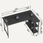 Small L-Shaped Computer Desk With Reversible Storage Shelves - 55-Inch / 47-Inch