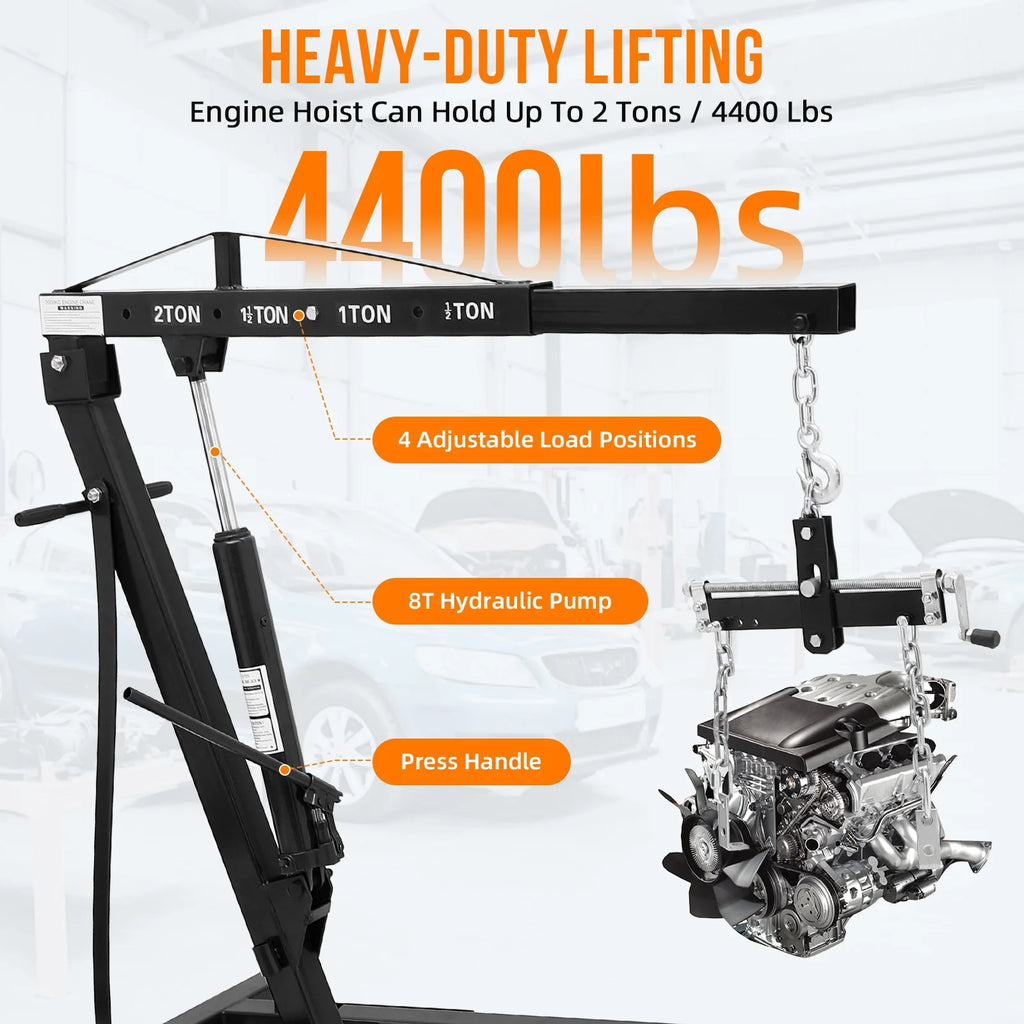 JoanKaren Hydraulic Engine Hoist 4400 lbs, Folding, Yellow - PAU_0LMM
