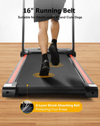 UREVO Folding Treadmill - 2.25HP, 12 HIIT Modes, 265 lbs Capacity, Yellow Or Red