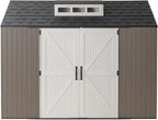 Rubbermaid Resin Outdoor Storage Shed With Floor, 7 x 7 Ft, Gray
