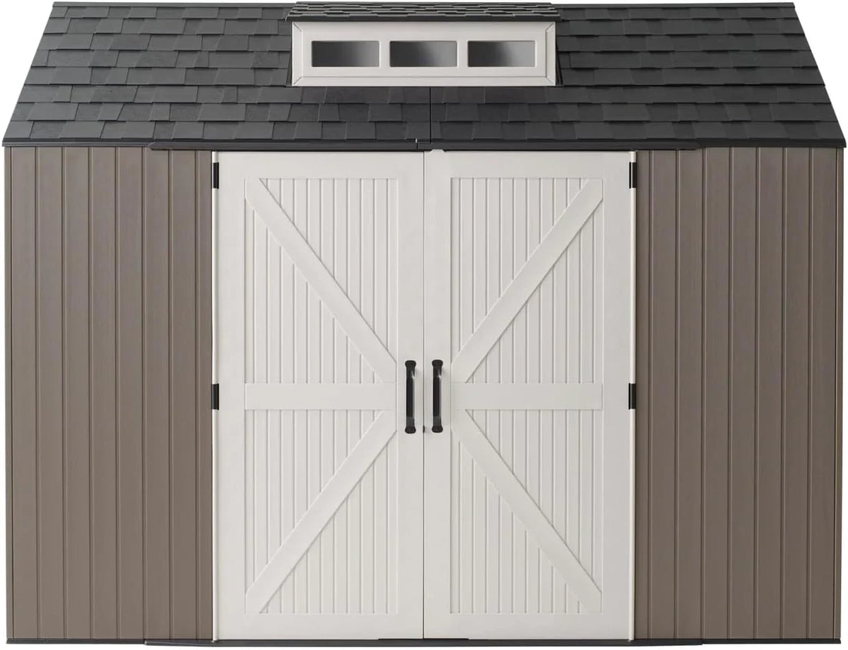 Rubbermaid Resin Outdoor Storage Shed With Floor, 7 x 7 Ft, Gray