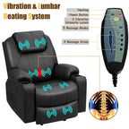 Electric Power Lift Recliner Chair With Leather Massage, Lumbar Heating, 8 Vibrating Nodes, Cup Holders And USB Port