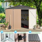 AECOJOY Metal Outdoor Storage Shed 8 ft x 6 ft - Lockable Doors