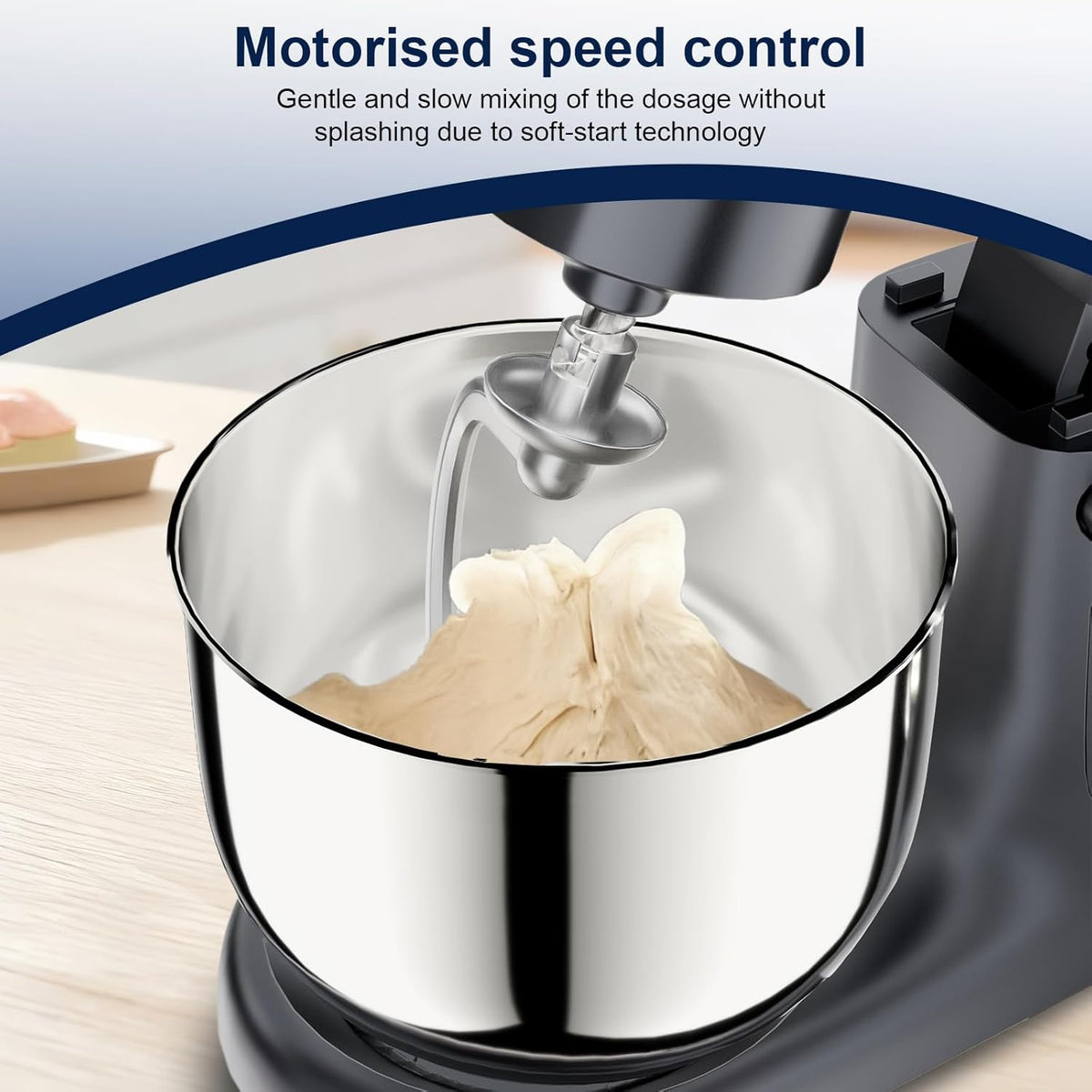Camic Stand Mixer, 4.2QT + 5.3QT Stainless Steel Bowls, 10 Speeds - Grey
