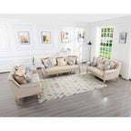 84in Modern Velvet Sofa Set, 3-Seater Couch With Loveseat, Beige