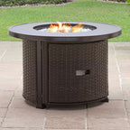Better Homes & Gardens Propane Gas Fire Pit Table, 37 in Round, 50,000 BTU, Glass Beads, Metal Lid And Protective Cover - Colebrooke