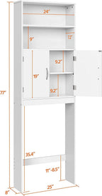 Over-the-Toilet Storage Cabinet With Adjustable Shelves And Double Doors, 77 in H, Espresso