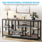 3-Tier Console Sofa Table With Storage, 70.9 Inch