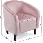 Velvet Accent Barrel Chair With Armrest And Low Back, Pink - 28x26x29in
