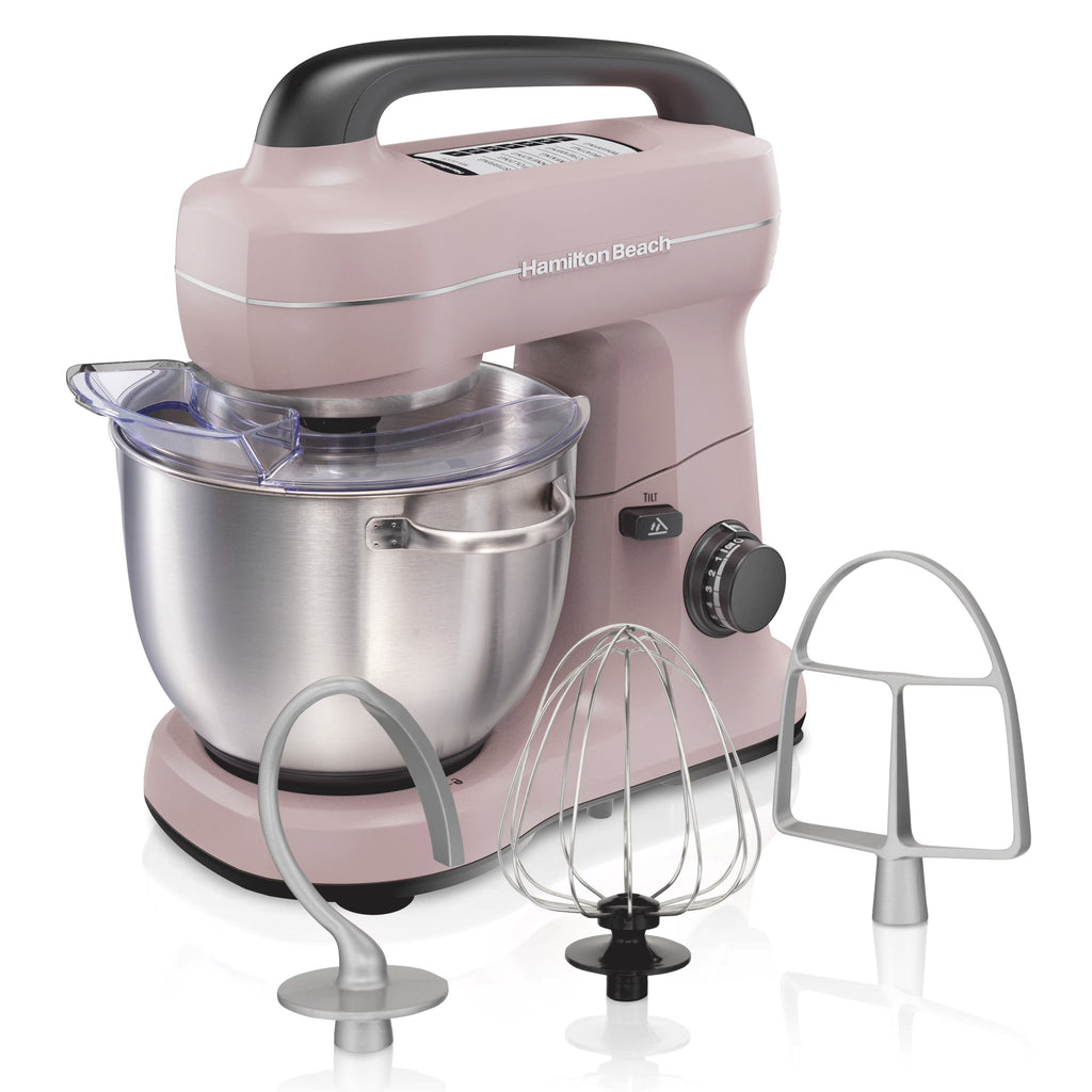 Hamilton Beach 4 Quart 7-Speed Tilt-Head Stand Mixer With Dough Hook, Whisk And Flat Beater - Black
