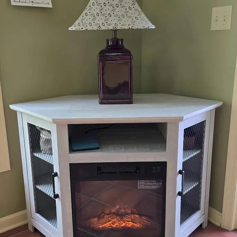 45 inch Industrial Corner Electric Fireplace TV Stand Console Table - 17 Electric Fireplace