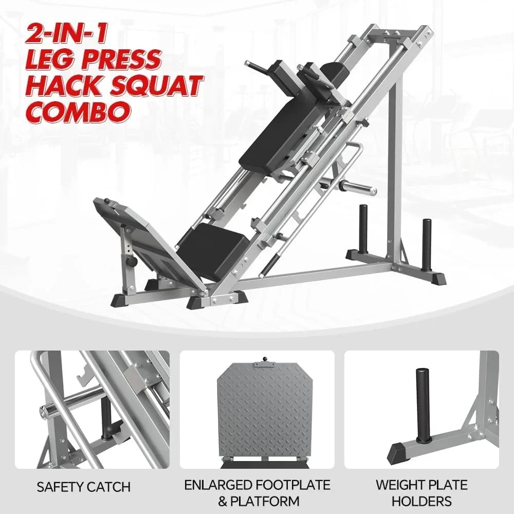 2-In-1 Leg Press And Hack Squat Machine With Linear Bearing - 45-Degree