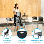 Lifetime Steel-Framed Indoor/Outdoor Commercial Grade Stacking Chairs, Black & Silver, Set Of 14 - 80569