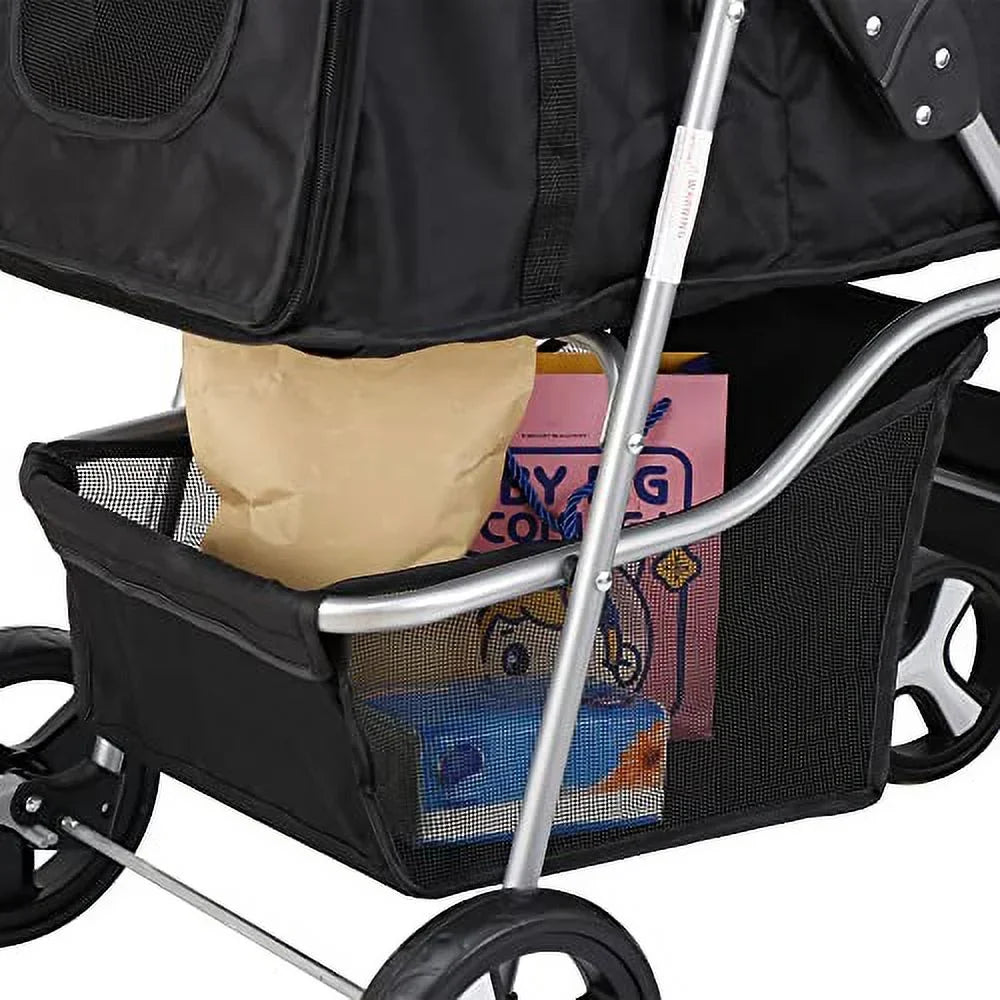 BBBuy 4-Wheel Foldable Pet Stroller, 33 Pounds, Black