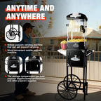 RENDGO Popcorn Maker Machine With Cart, 10 Oz Kettle, 60 Cups, Black