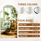 Arched Full Length Floor Mirror With Aluminum Alloy Frame - 65x22, 71x24, 71x28, 71x32