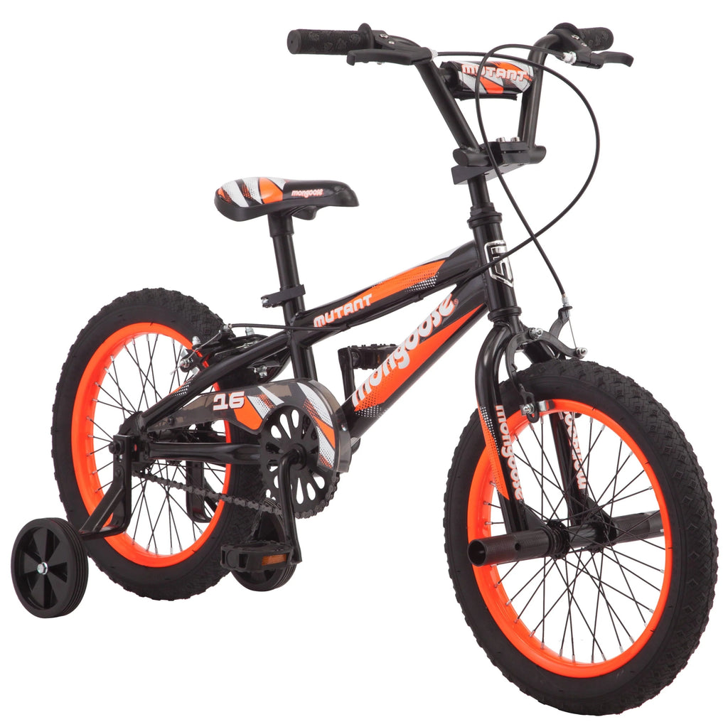 Mongoose 16 inch Mutant Kid's BMX Bike, Ages 3-5, Black & Orange - Mutant