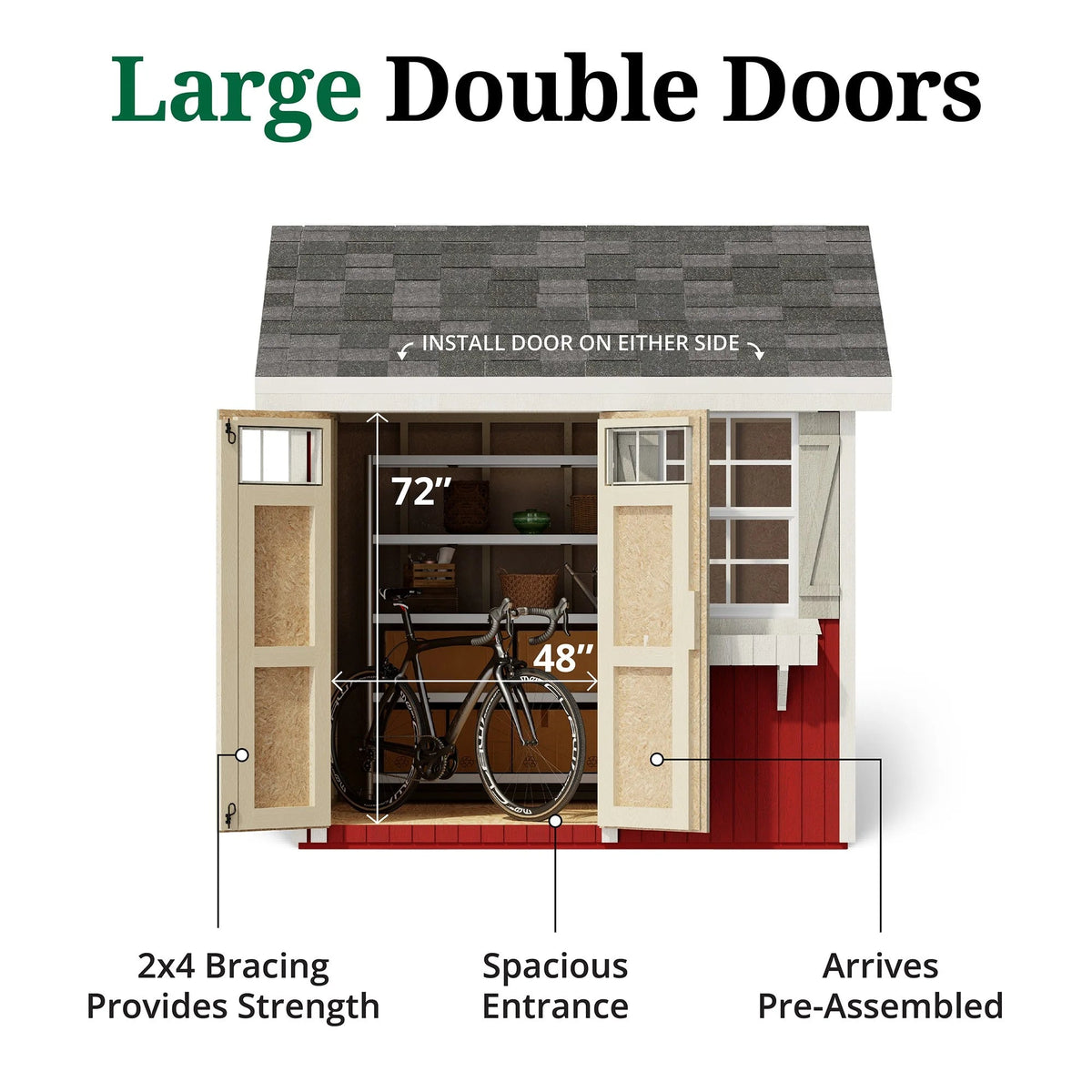 Little Cottage Co. Outdoor Wood Storage Shed, 8x8, Precut DIY Kit - Colonial Pinehurst