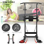 PROHIKER Power Tower Dip Station With Backrest And Resistance Band, Black