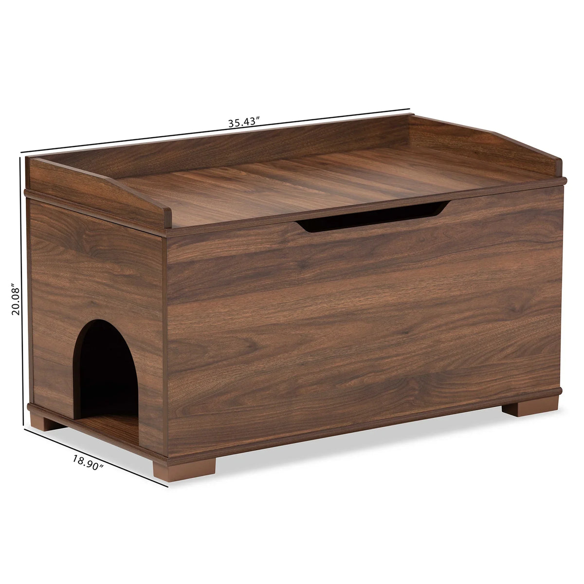 Baxton Studio Cat Litter Box Cover House, Walnut Brown, 35.40 x 18.90 x 20.10 in - Mariam