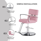 OmySalon Salon Chair With Hydraulic Pump, Pink, 360 Degree Swivel