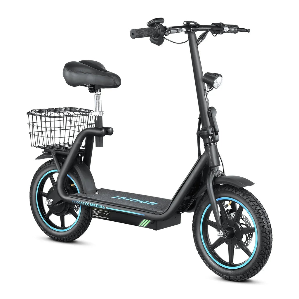 BOGIST Electric Scooter With Seat, 500W Motor, 25mph, 45km Range, 48V 13Ah, Blue - M5 Elite