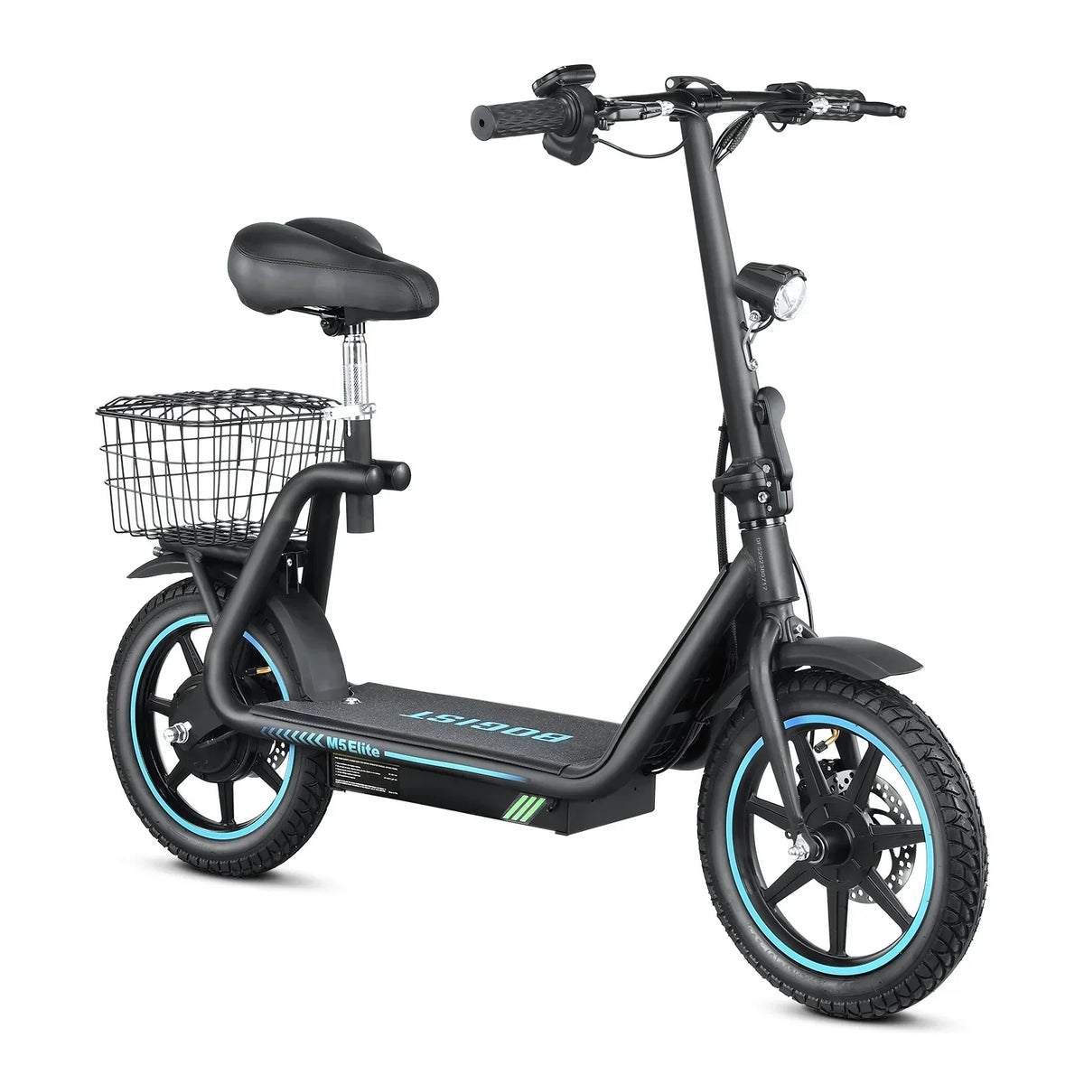 BOGIST Electric Scooter With Seat, 500W Motor, 25mph, 45km Range, 48V 13Ah, Blue - M5 Elite