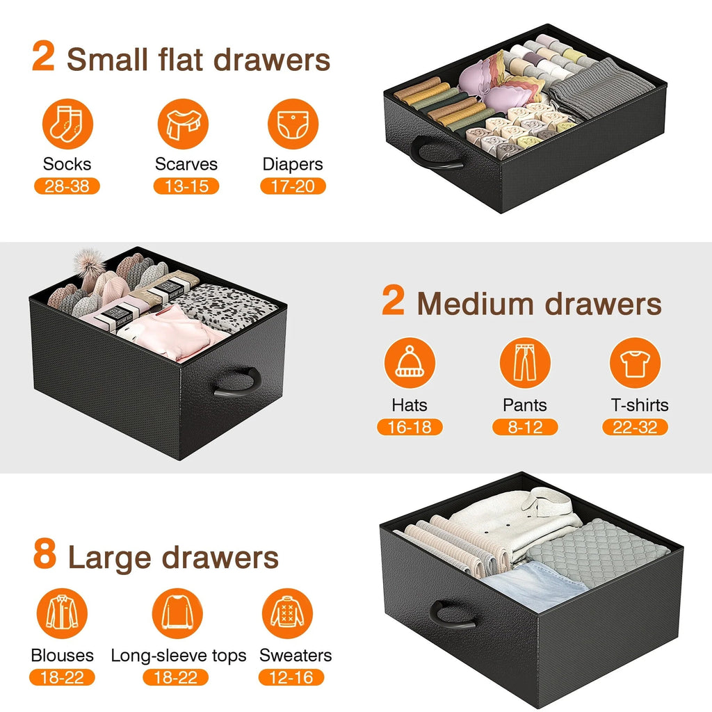 12-Drawer Fabric Dresser With Wood Top And Metal Frame