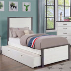Furniture of America Wood Full Bed With Trundle, White And Gray - Acres