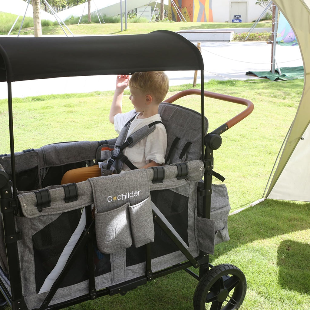 Cochildor 4 Seater All-Terrain Wagon Stroller, 300 lb Capacity, Light Grey - ST4N
