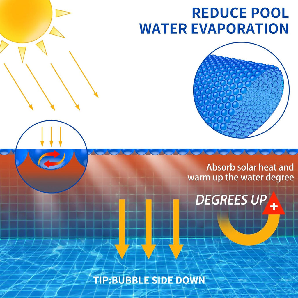 BigXwell 16-Mil Blue Rectangular Solar Pool Cover, 12 x 24 Foot - 1600 Series