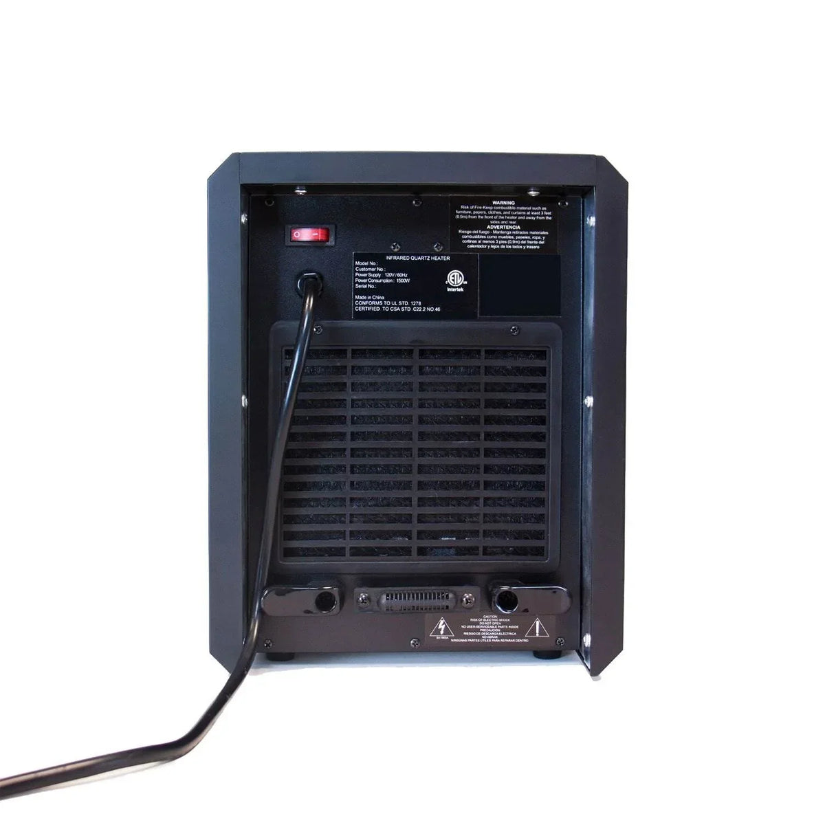 Lifesmart Infrared Quartz Space Heater, 4 Element 1500W, Black